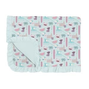 NEW KICKEE toddler ruffle blanket in fresh air beach bay